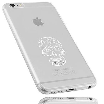mumbi Fodral kompatibelt med iPhone 6/6S mobiltelefonfodral tunt med motiv Calavera vit, transparent