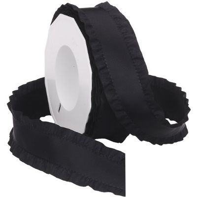 Morex Ribbon Double Ruffle Ribbon, 1-1/2-Inch by 16.5-Yard, Black