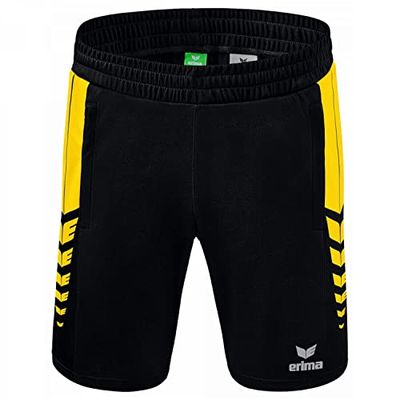 Erima Six Wings Worker Pantaloncini, Uomo, Nero/Giallo, L