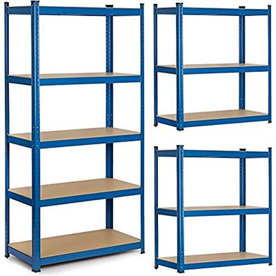 Humberg 4845 kraftig hylla med 5 hyllor av MDF 180 x 90 x 30 cm, blå