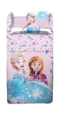 hermet Set Lenzuolo Copriletto Singolo Frozen 100% Cotone, Completo Letto Copriletto, Lenzuolo da Sopra con Ribaltina + Lenzuolo da Sotto con Angoli + Federa