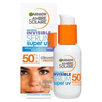 Garnier Ambra solare Super UV – Siero solare viso invisibile – Protezione molto alta SPF50+ – per tutti i tipi di pelle – 30 ml