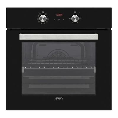 Svan Horno MultifunciónCon Ventilador Cristal negro SHM10700DCN. Capacidad 69 Litros, 1200W, 10 Programas, Interior Esmaltado, Fácil Limpieza, Eficiencia Energética Clase A