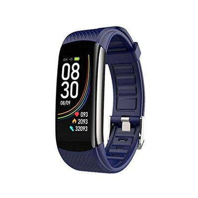CGGA Blodtryck sportklocka hjärtfrekvens sömn träning stegräknare Bluetooth smart C6T armband temperaturövervakning kropp (färg: blå)