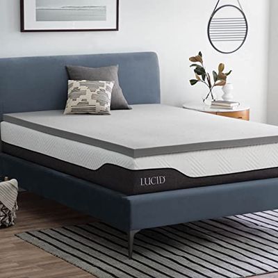 LUCID 7,5 cm bamboe houtskool traagschuim matrastopper - actieve kool - ademende matrastopper, Europese koning (160 x 200 cm)