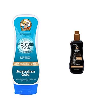 Australian Gold Moisture Lock Tan Extender Doposole idratante, 227g & Olio Secco Intensificatore Solare 237 ml