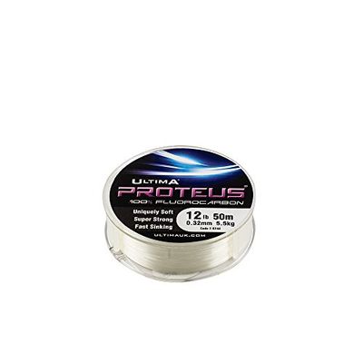 Ultima Proteus Ligne de Pêche Flurocabon-Bobine de 50m pour Hommes, Transparent, 0.30mm-10.0lb/4.5kg