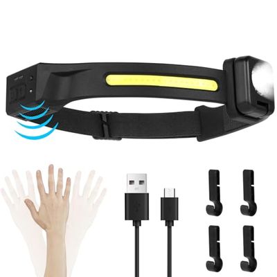 Romon Lampada Frontale LED, Torcia Frontale USB Lampada Led Ricaricabile Ampio 230°, 5 Modalità di Illuminazione Luce Frontale, IPX4 Impermeabile Lampade da Testa per Campeggio/Corsa/Pesca/Trekking