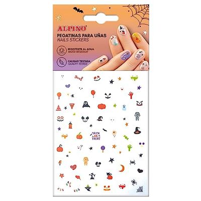 Adesivi per unghie autoadesivi di Halloween Alpino|Disegni di Halloween assortiti | Decalcomanie per unghie |Accessori per unghie con diversi disegni, glitter e colori | Nail Stickers