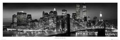 empireposter – New York – Manhattan B/W – storlek (cm), ca 158 x 53 – dörraffisch, NY – svartvit