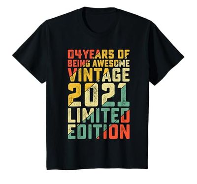 Kids 4th birthday gifts for 4 year old boys girls vintage 2021 T-Shirt