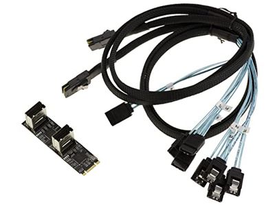 KALEA-INFORMATIQUE Carte M.2. 8 Ports SATA 3.0 6Gbps pour Port M2 de Type PCIe 3.0 clé M ou B+M avec Chipset JMB585 JMB575 - avec Cordons MiniSAS SFF-8087