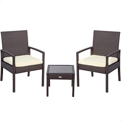 Aktive 61068 Mobili da Giardino Rattan 2 poltrone + 1 tavolino, Medio