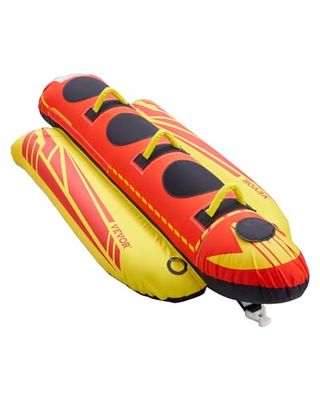 VEVOR Trekbare buizen voor varen, 1-3 rijders, opblaasbare bootbuizen en trekbaars, 500 lbs capaciteit hotdog watersportbuis voor boot om te trekken - met volledige nylon hoes, gewatteerde handgrepen