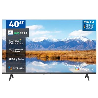METZ 40" MTE6000 2K Smart Google TV med Dolby Audio, HDR 10 och Trochilus Extreme 2.0 inbyggd, röstfjärrkontroll, ögonvårdsfunktioner, DVB C/-T/T2-S/S2, Ci, HDMI, USB
