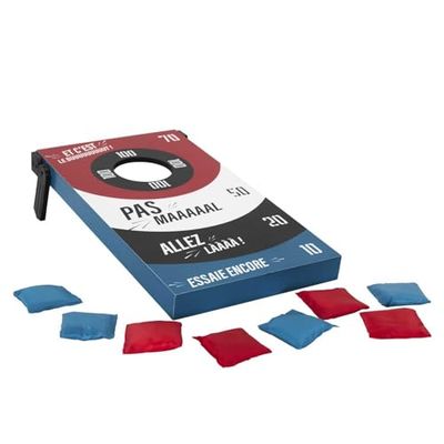 MISTER GADGET, MG3503, 2 en 1, Juego 2 en 1 Lanzamiento del Saco y Tic TAC Toe, polivalente, portátil e inclusivo, desarrolla coordinación, motricidad y reflexión, Bois-Pin, Negro, Rojo y Blanco,