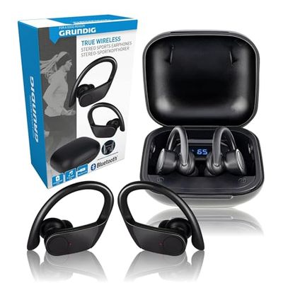 GRUNDIG Cuffie Bluetooth senza fili – Sport – con microfono – TWS – Nero
