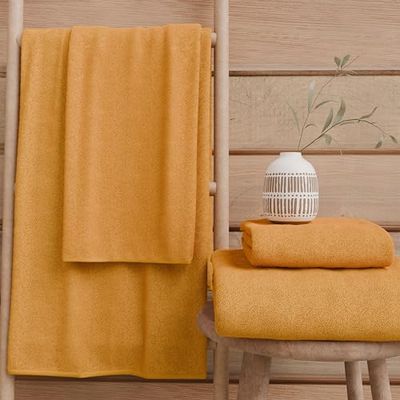 PETTI Artigiani Italiani - Asciugamani Bagno in 100% Spugna di Cotone, Set Asciugamani 3+3, 6 Pezzi 3 Asciugamani Viso e 3 Asciugamani Mani, Asciugamani Arancione