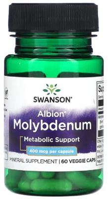 Swanson - Albion Molybdenum | Essential Mineral for Enzyme and Metabolic Support | 400mcg Capsules - 60 Count