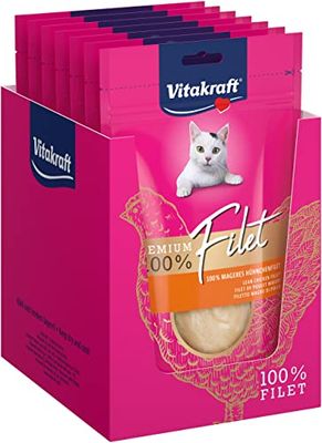 Vitakraft Premium, golosinas para Gatos, Filete de Pollo Magro, tamaño Reservado, hipoalergénico, sin Cereales añadidos (7 x 70 g)