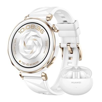 HUAWEI WATCH GT 5 Pro 42mm Smartwatch, elegante, Nuova modalità corsa e ciclismo, Monitoraggio della salute, 7 giorni di durata,GPS,chiamata Bluetooth, iOS e Android,Ceramica Bianca+FreeBuds 5i Bianca