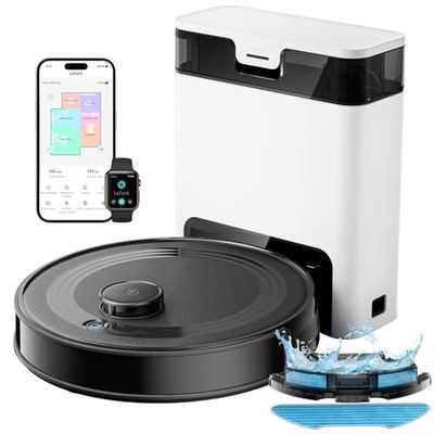 Lefant M2S Pro Robot Aspirateur Laveur 10000Pa avec Station Vidage Automatique Poussière,Navigation Laser avec Cartographie,Nettoyage Personnalisé, Évitement d'obstacles PSD, Convient pour l'épilation