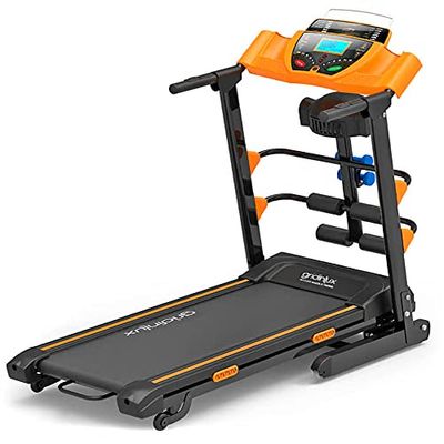 gridinlux® | Cinta de Andar elétrica X-Treme 1800W | 12 Programas | Velocidad Ajustable de 1 a 16 km | Registro de Actividad | Pesas | con Ruedas