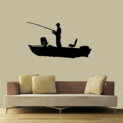 Tatoutex Stickers Pêcheur à La Ligne - Blanc, L 110cm x H 66cm