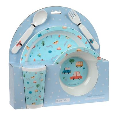 Safta PREESCOLAR Cooches Set met borden en bestek, borden, bestek, baby, housewarming, eten, comfortabel en veelzijdig, 26 x 9 x 26 cm, Blauw, M, Casual