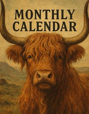 Highland Cow Monthly Snapshot Calendar: Tracking Your Month, One Day at a Time