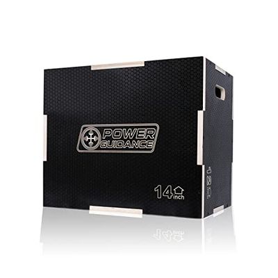 POWER GUIDANCE Träplyo-låda, Jump Box – perfekt för crossträning – 75/60/50 cm, 60/50/40 cm, 40/35/30 cm – plyometrisk hopplåda (svart -S)