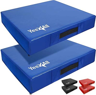 Yes4All UZAJ Premium Silenciador Drop Pads Almohadillas para levantamiento de pesas con cubierta de PVC multicolor para aislar el sonido y proteger el suelo para Deadlift, Squat, Lunge, AZUL - 15 CM