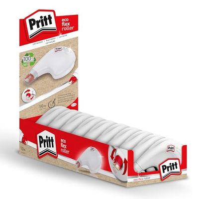 Pritt correctieroller ECO Flex Sideway, zijdelings toepasbaar, direct overschrijfbaar, flexibele punt, breedte ca. 4,2 mm, lengte ca. 10 m, economy set met 10 rollers