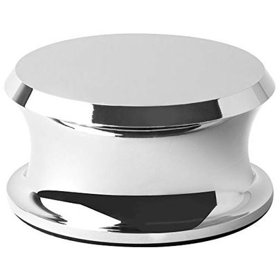 Hudson Hi-Fi BigBen Record Weight Stabilizer with Protective Leather Pad - 13-Ounce Vinyl Turntable Weight - Durable & Stylish LP Stabilizer - Fits on Any Turntable - Chrome