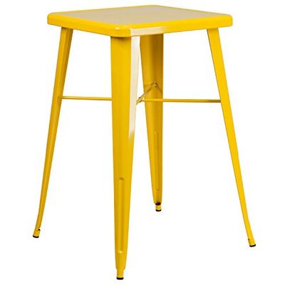 Flash Meubels 23.75'' Vierkant Metaal Binnen-Outdoor Bar Hoogte Tafel hedendaags 93.98 x 65.405000000000001 x 15.24 cm Geel