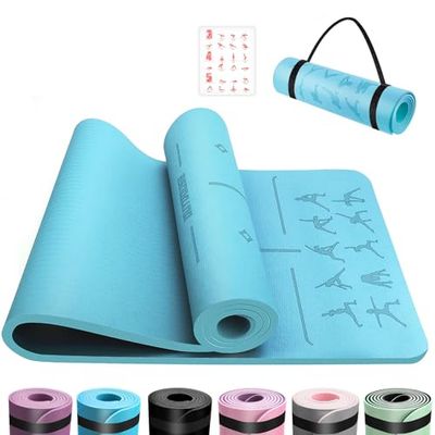 OUTDOUSE Gymnastiekmat, TPE, extra dik, huidvriendelijke yogamat, antislip, yogamat, pilates, aerobic, meditatie, gymnastiek, stretching met draagriem en tas, home workout, fitnessmat, 183 x 61 cm,