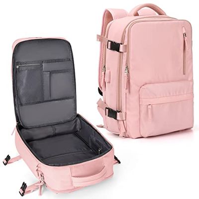 Grote reisrugzak voor dames, handrugzak, wandelrugzak, waterdichte buitensportrugzak, casual dagrugzak, schooltas.., A4-roze, L, Puur