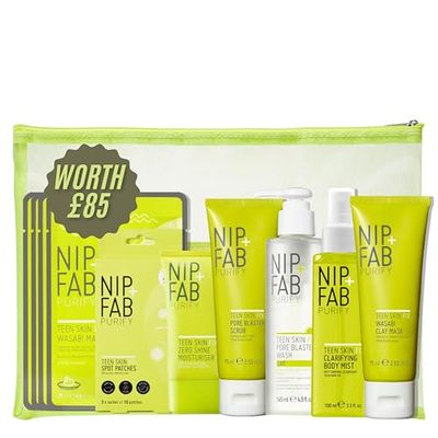 Nip+Fab Teen Skin Fix Ultimate Gift Set - Acne Treatment Skincare kit for Young, Oily, Acne-Prone Teen Skin, Includes 9 Full Size Items