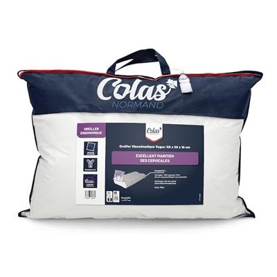 COLAS NORMAND - Ergonomisk vågkudde - minnesskum - 50 x 30 x 10 cm - viskoselastiskt polyuretanskum - 100% polyester stretchstickning med dragkedja