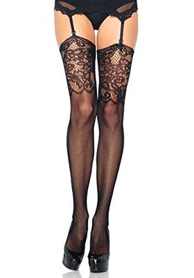 Leg Avenue One Size Red Stay Up Sheer Thigh Highs with Silicone Lace Top