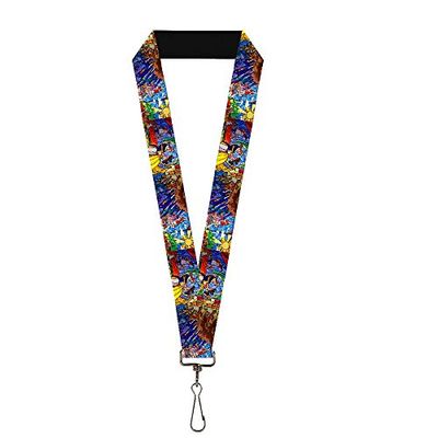 Popgear Lanyard-1.0"-Beauty & The Beast Stained Glass Scenes Key fob, Multi Color, One-Size