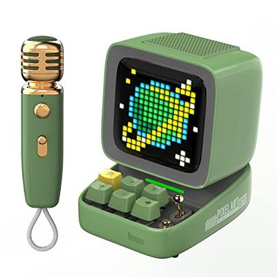 Divoom Ditoo-Mic Pixel Art LED Altoparlante Bluetooth Portatile con Microfono Karaoke Wireless, Schermo Controllato da App, Tastiera RGB, Giochi, Allarmi per Adulti/Bambini, Festa in Casa