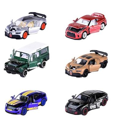 Majorette - Modello auto deluxe (1 auto), 1 di 6 auto giocattolo (Audi, Bugatti, Land Rover, Nissan, Porsche) in metallo con scatola di raccolta 7,5 cm, per bambini dai 3 anni in su