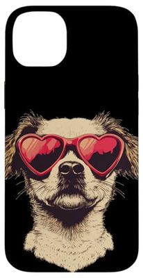 Lunettes de soleil cool chien avec cœur pour garçons et filles Coque pour iPhone 14 Plus