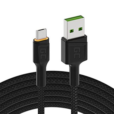 GC Ray LED | 1,2m Micro USB Nylon Cable Cargador High Speed Data&Sync con Carga Rápida Quick Charge 3.0 para Samsung, Xiaomi, Huawei, Nexus, LG, Motorola, Android Smartphones y más