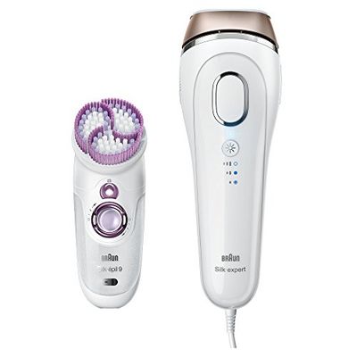 Braun Silk Expert 5 IPL Hair Removal BD 5009, Permanent Visible Laser Hair Removal at Home for Body and Face, Corded for Non-Stop Use + Braun SkinSpa Sonic Body Exfoliator, White/Bronze