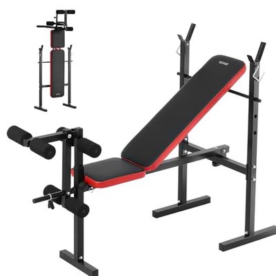 VEVOR Gewichtsbank, multifunctioneel, verstelbare halterbankdrukken voor training van het hele lichaam, 170 kg oefening, zitbank voor thuissportschool, krachttraining, platte bank met snel vouwen en