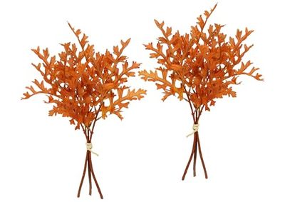 Arbusto de hojas de roble artificial de 40 cm, juego de 2 unidades, flores artificiales para ramos, arreglos, coronas, ramo, decoración de otoño, hojas de otoño, suministros para floristería, hojas de