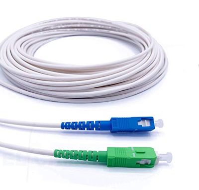 Elfcam® -10m glasvezelkabel/verlengkabel (Freebox) - single mode SC-APC naar SC-UPC - versterkt schild en connector - zeer betrouwbaar verlies - wit, (10M)