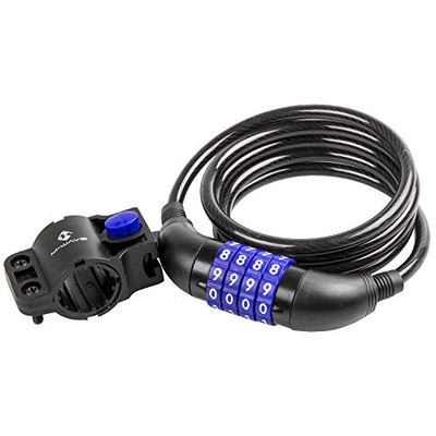 M-Wave Combinação de cadeado espiral, unissexo, preto, 1500 x 8 mm